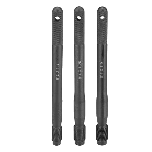 X AUTOHAUX 3pcs Black Carbon Steel M12x1.5 M14x1.5 M14x1.25 Wheel Hangers Alignment Pin Tire Studs Tool for Car