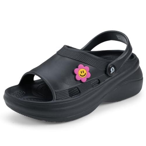 DOCTOR EXTRA SOFT Women's Classic Smiley Charm Clogs/Sandals with Adjustable Back Strap for Adult| Comfortable & LightWeight | Stylish & Anti-Skid| Casual Waterproof Everyday Mules Girls Ladies D-539