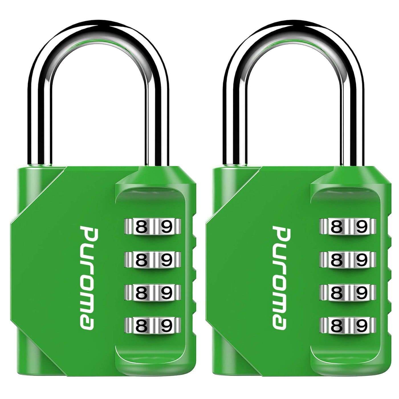 Puroma 2 Pack Combination Lock for Locker 4 Digit Outdoor Waterproof Padlock for School Gym Sports Fence Toolbox Gate Case Outdoor Hasp Storage Cabinets Green
