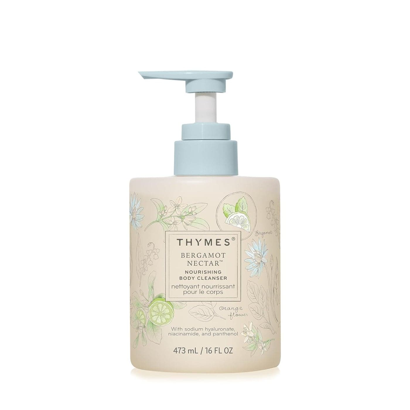 Thymes Nourishing Body Cleanser Large Moisturizing Body Wash with Pump Hydrating Cleanser Notes of Bergamot Orange Flower Lemon Lotus Sandalwood Bergamot Nectar 16 fl oz