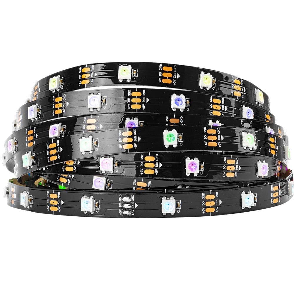 BTFLIGHTING WS2812B IC RGB 5050SMD Pure Gold Individual Addressable LED Strip 164FT 150LED 30Pixelm Flexible Full Color IP30 DC5V for DIY Chasing Color ProjectNo Adapter or Controller