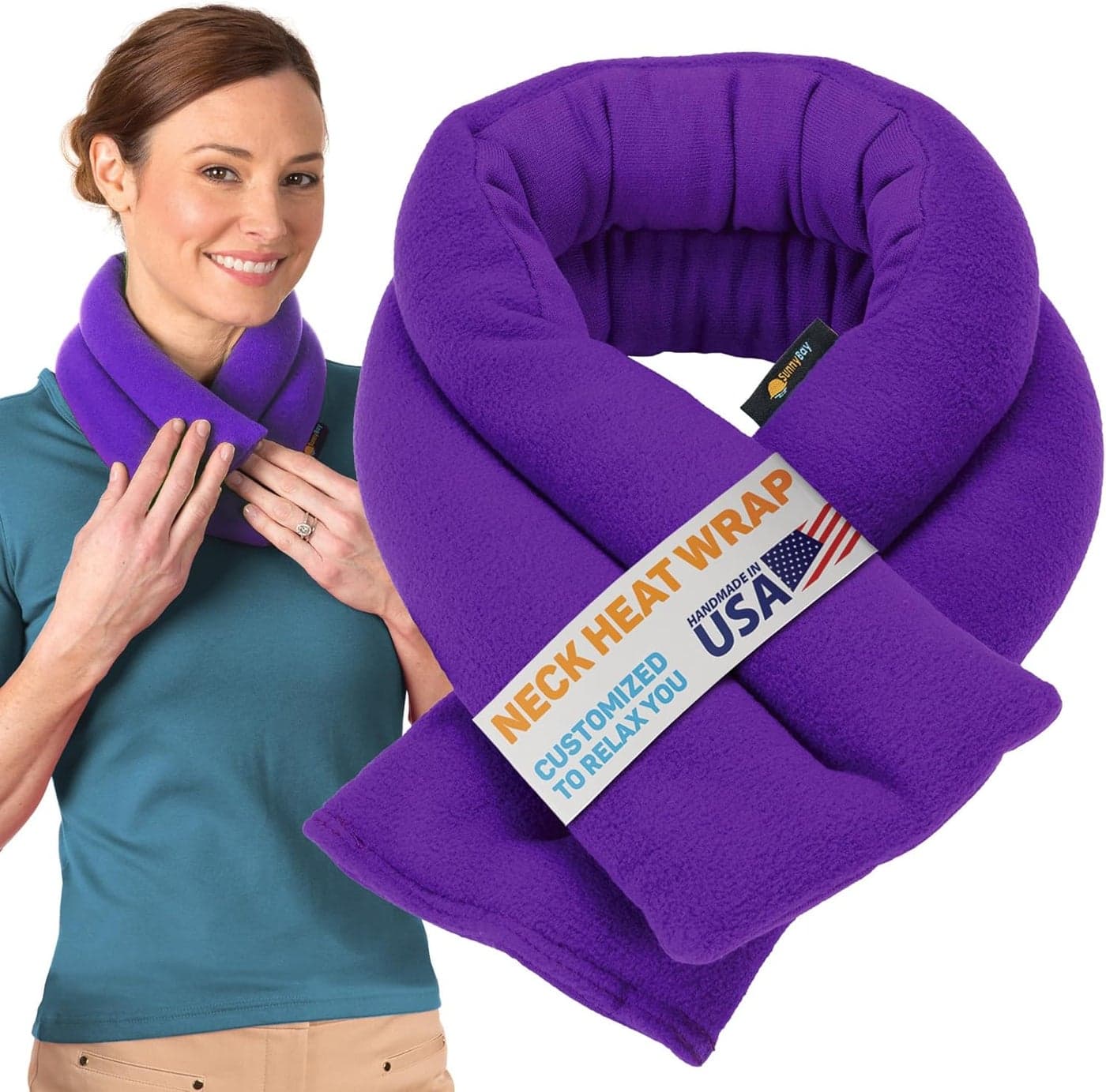 SunnyBay Microwave Heating Pad Microwavable Moist Heated Neck and Shoulder Wrap Versatile Weighted Beanbag Cold Pack or Warm Compress for Pain Relief 26x4 Inches Purple