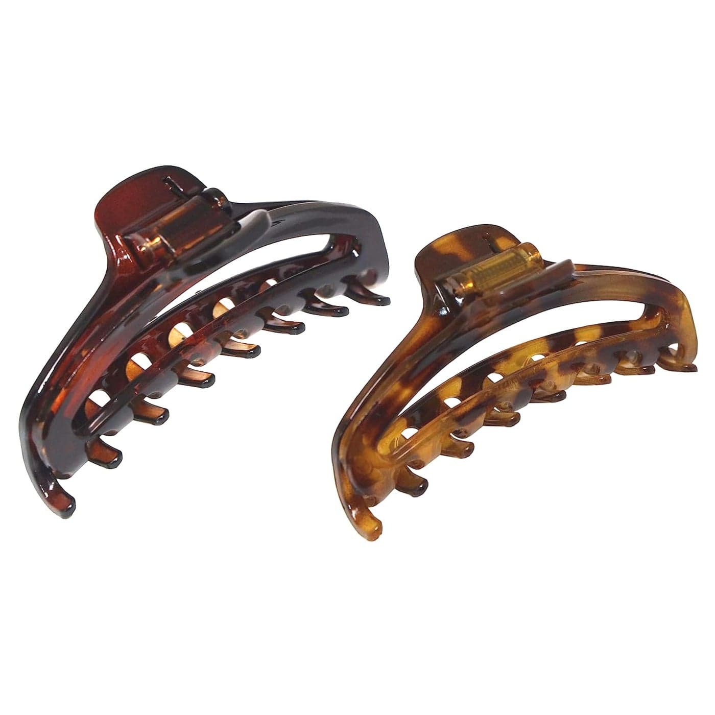 Parcelona French Slim Tortoise Shell Brown and Savana Small 2 34 Set of 2 Cellulose Acetate Jaw Hair Claw Clip Clutcher for Women and Girls
