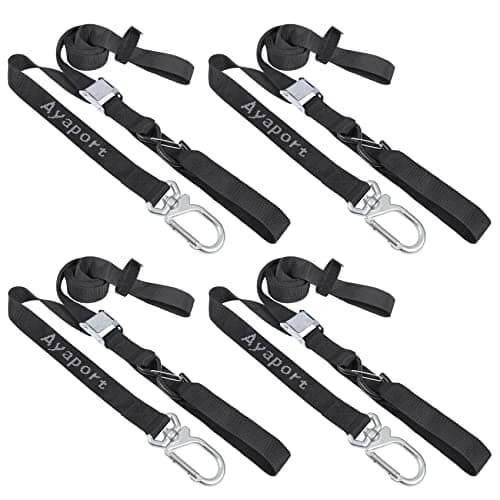 Ayaport Motorcycle Tie Down Straps 1.5” x 8’ (with Swivel Carabiner Hooks) Cam Buckle Tie Downs, Handlebar Strap for Dirt Bike, Motor Bike, Kayak, Car, Truck, Boat, Cargo, Black (1.5" x8'-4pcs)