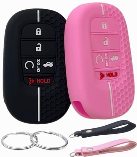 REPROTECTING Rubber Silicone Key Fob Cover Compatible with 20222026 Honda Accord CRV Civic HRV Pilot Sport SI EXL Touring 5 Buttons BlackPink