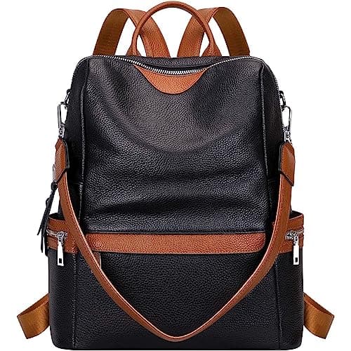 TrueArch Casual Leather Backpack for Women Elegant Casual Backpack 13" Laptop Purse Ladies Women Girls Leather Shoulder Fitting Rakhi Gift for Sister, Mother Bhabhi (Black&brown)