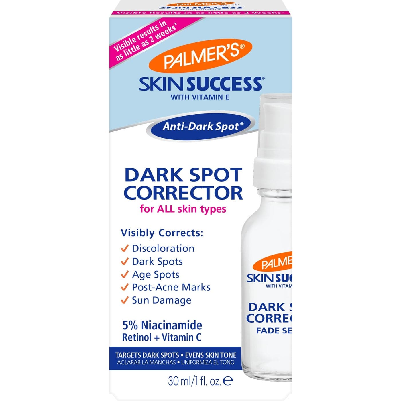 Palmers Skin Success Dark Spot Corrector Fade Serum with Vitamin E and Niacinamide Helps Reduce Dark Spots and Discoloration Facial Serum for Uneven Skintone 1 Ounce