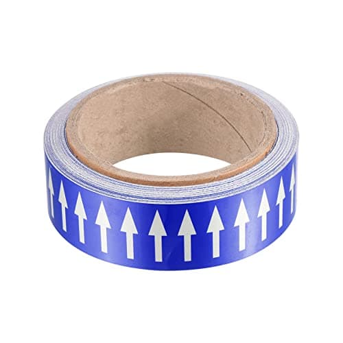 PATIKIL Flow Arrow Tape, Polyethylene Pipe Marking Sticker with Reflective Strips, Waterproof & Heat Resistant, for Pipe Flow Directional Identification, 1.2 inch x 33 ft, Blue/White