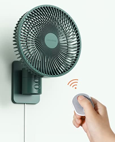 Comoistar Wall Mounted Oscillating Fan with Remote and Timer,8.5 Inch Small RV Fan with 4 Speeds, 90° Oscillation, 120° Adjustable Tilt, 5.92 feet Wire, Quiet Corner Fans for Bedroom, Indoor Bathroom
