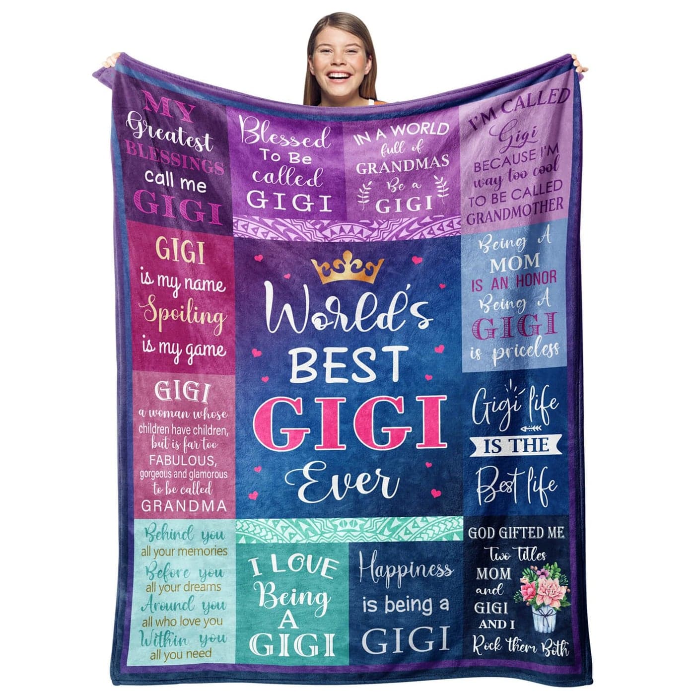 Gevuto Gigi Gifts for Grandma Blanket 50 x 60 Mothers Day Christmas Birthday Gifts for Gigi Nana Grammy Gifts from Grandkids