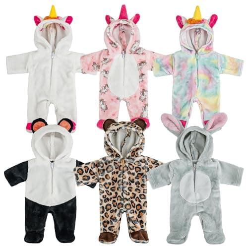 SMILESSKIDDO 6 Set Dolls Clothes Outfits Jumpsuits for 10 to 14 Inch New Born Babydoll Animal Styling Baby Doll Clothes and Accessories for 10 12 14 Inch