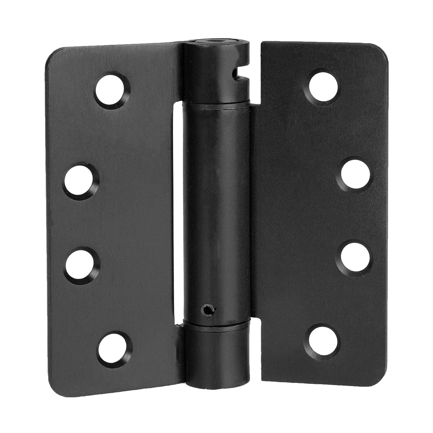 Ilyapa Self Closing Door Hinges 2 Pack Flat Black Mortise Spring Hinges 4 x 4 Inch Interior for Doors with 14 Radius Corners Spring Loaded Self Closing