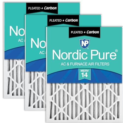 Nordic Pure 16x20x2 (15 1/2 x 19 1/2 x 1 3/4) Pleated Air Filters MERV 14 Plus Carbon 3 Pack