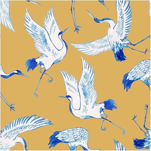 Blooming Wall DPYD03 Watercolor Blue Flying Cranes Peel and Stick Wallpaper SelfAdhesive Prepasted Wallpaper Wall Dcor