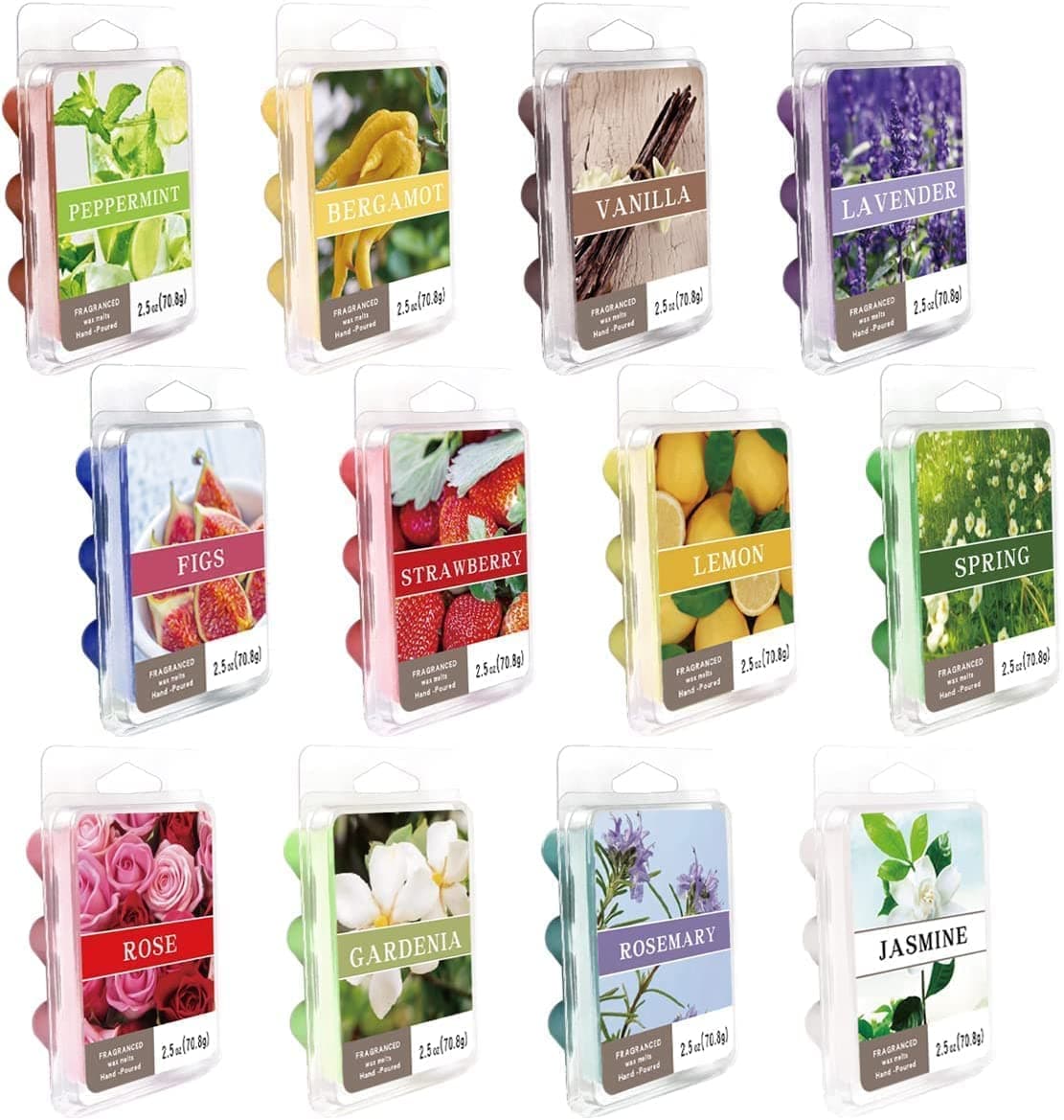 pliadvbu Scented Wax Melts Heart for Scented Wax Warmer - 100% Soy Melts - 12 Fragrances X 6 Heart Home Fragrance for DIY Candle Warmer