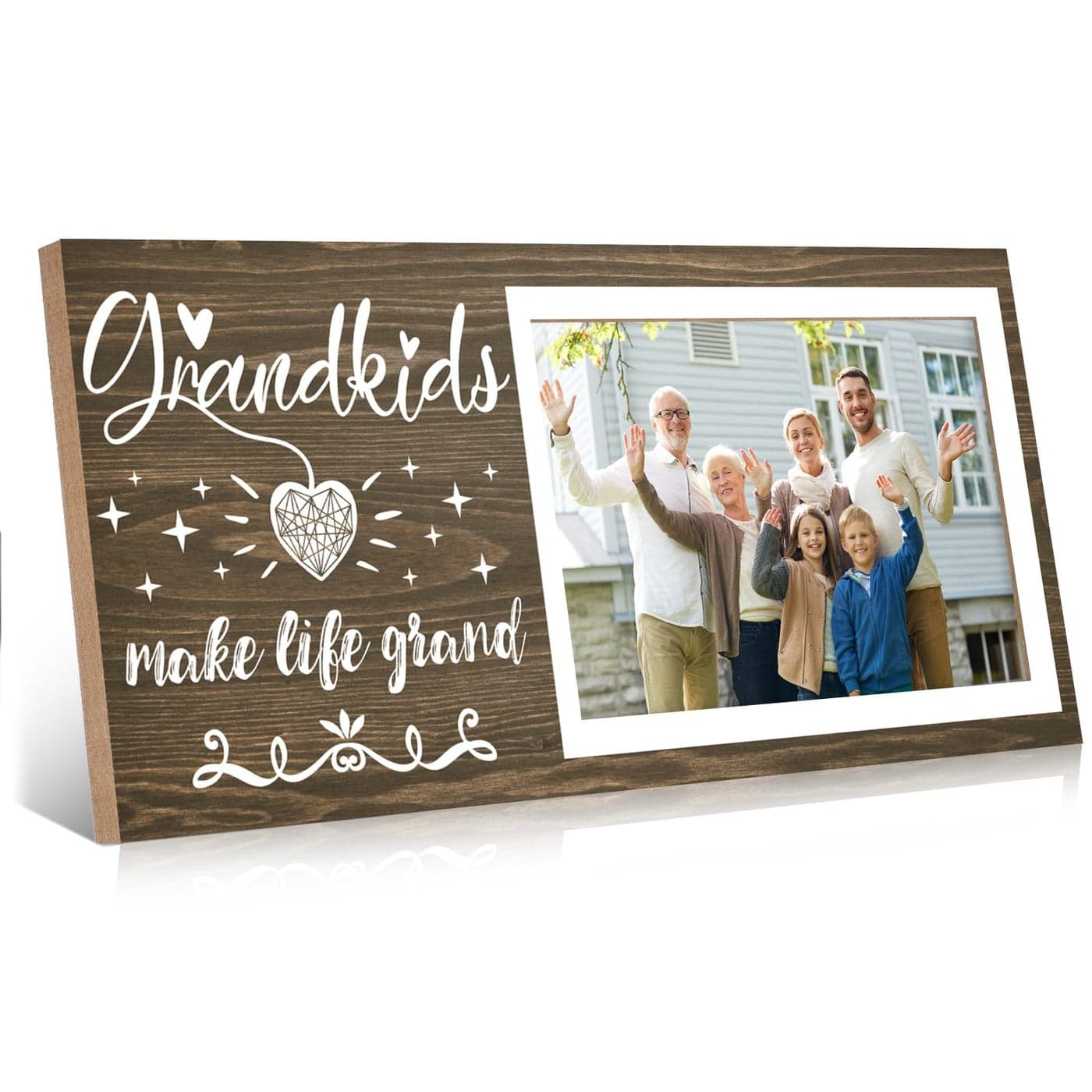 Grandkids Photo Frame Grandparents Picture Frame Make Life Grand Gifts for Grandma Grandpa from Grandchildren Table Centerpieces Table Wooden Decor Wall Decoration