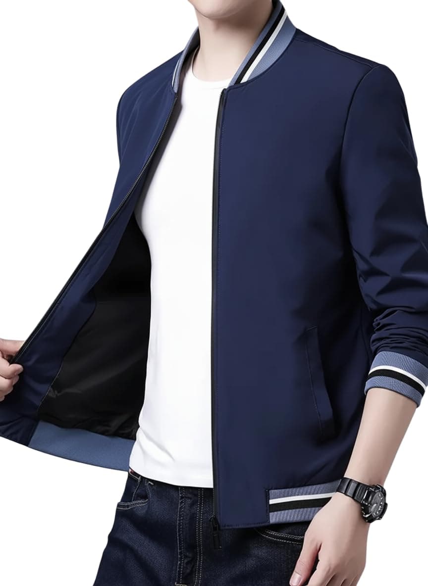OddMonkey Jacket For Men || men jackets || bomber jacket for men || Lightweight Outwear Sportswear Bomber Jacket (JACKET-02) (IN, Alpha, L, Standard, BLUE)