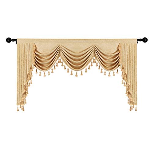 ELKCA Thick Chenille Window Curtains Valance for Living Room Luxury Gold Room Curtain ValanceRod Pocket W98inch1 Panel