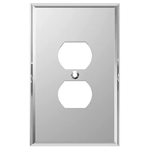 LIDER Duplex Receptacle Wall Plate, Mirrored Outlet Cover for Duplex Outlet, Plexiglass Outlet Cover, Reflective Finish, Acrylic Glass, Modern Decoration, Oversized 1-Gang 5.25" x 3.44", Silver