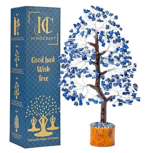 HindCraft Lapis Lazuli Crystal Tree | Feng Shui Good Luck Tree for Home & Office Decor | Artificial Tree for Living Room & Hall | Unique Gift for Men & Women – Housewarming, Anniversary & Birthday