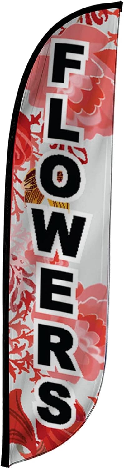 LookOurWay Feather Flag Banner 12 Feet Tall Advertising Flags for Outdoor Business and Events Promotion Swooper Flag Only Farmers Market Flower Flags Flowers 10M1200150