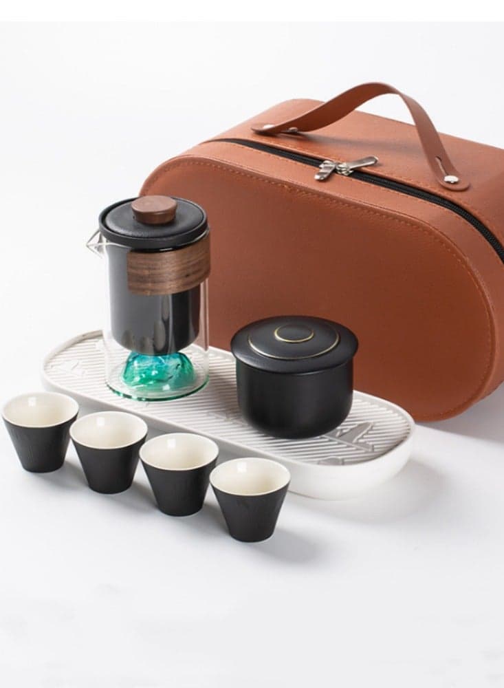 Mountain View Simple Glass Quick Cup Portable Travel Kung Fu Tea Set Outdoor Camping Car Storage Bag
