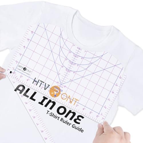 HTVRONT Tshirt Ruler Guide for Heat Press Transparent PVC Tshirt Measurement Tool for Vinyl Alignment 14x8 inches T Shirt Ruler to Center Design and Craft Sewing Purple