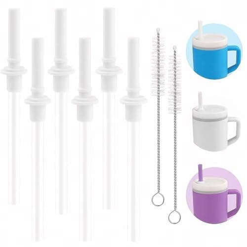 Joshey 6PCS Replacement Straws and Bite Value Compatible with Infantino My First Tumbler Kids 9 oz, Spill-Proof Silicone Replacement Lid Straw Parts (White)