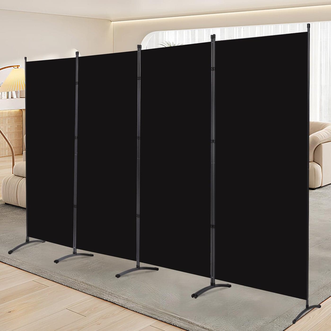 YASRKML Room Divider Folding Privacy Screens Portable Room Divider Panel 4 Panel Partition Room Dividers Screen Freestanding Room Partitions and Dividers Fabric Dividers for Room Separation Black