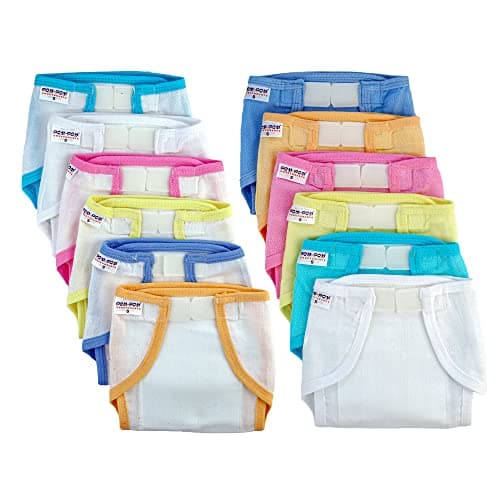 pom-pom SWEET HEARTS Welcro Nappy For Babies, Reusable, Washable Soft Muslin Cotton Nappy/Langot for New Born Baby | Gentle on Baby Skin | Helps in Potty Training | 6-9 months | Pack of 12 | Combo