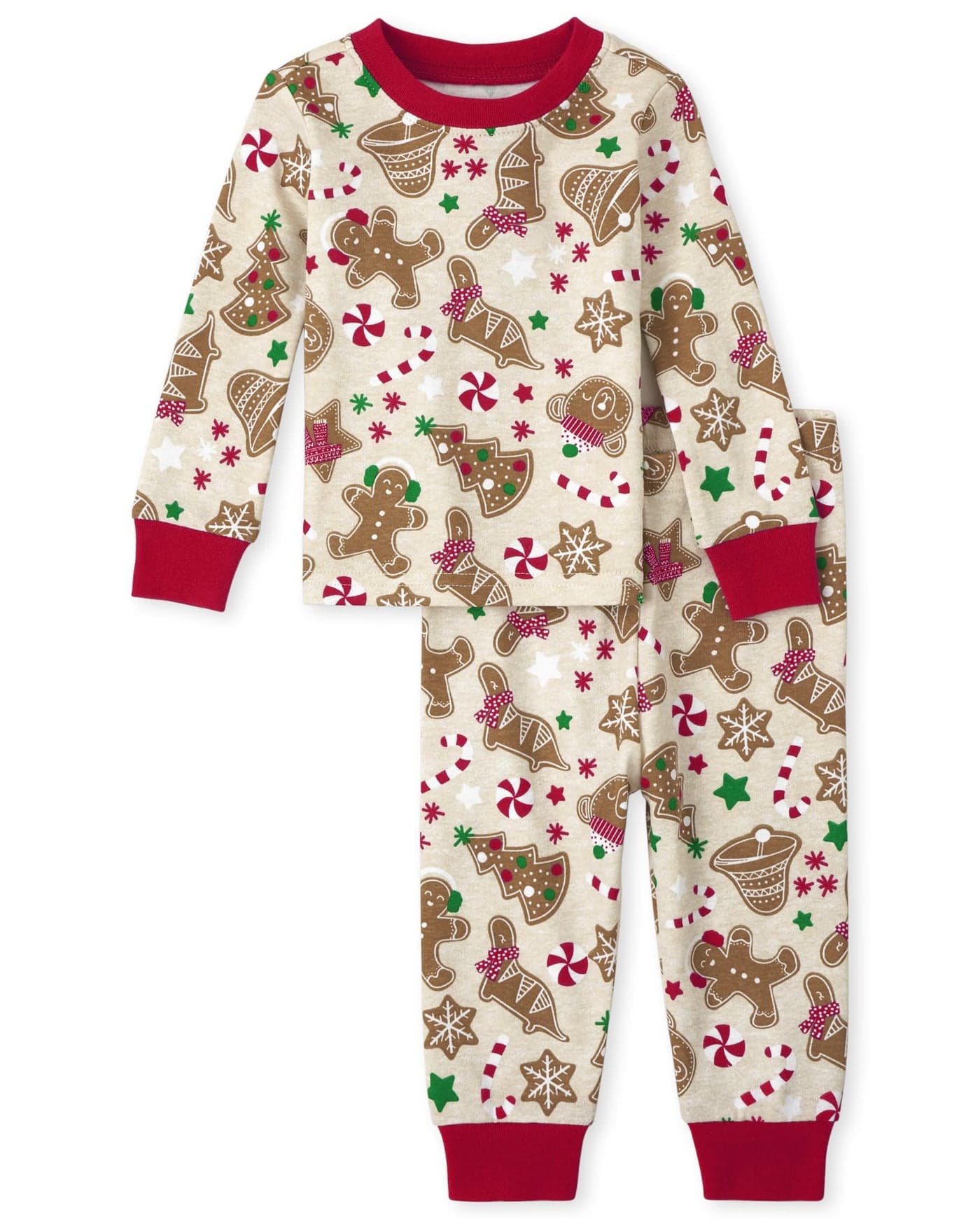 The Children's Place baby girls Family Matching Christmas Holiday Sets, Snug Fit 100% Cotton, Adult, Big Kid, Toddler, Pajama Set, Vanilla Gingerbread, 3T US
