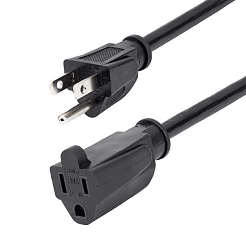 StarTech.com 1 ft. (0.3 m) Short Extension Cord - 125V at 13A, NEMA 5-15R to NEMA 5-15P - Power Extension Cord - Black - Extension Cable (PAC101)