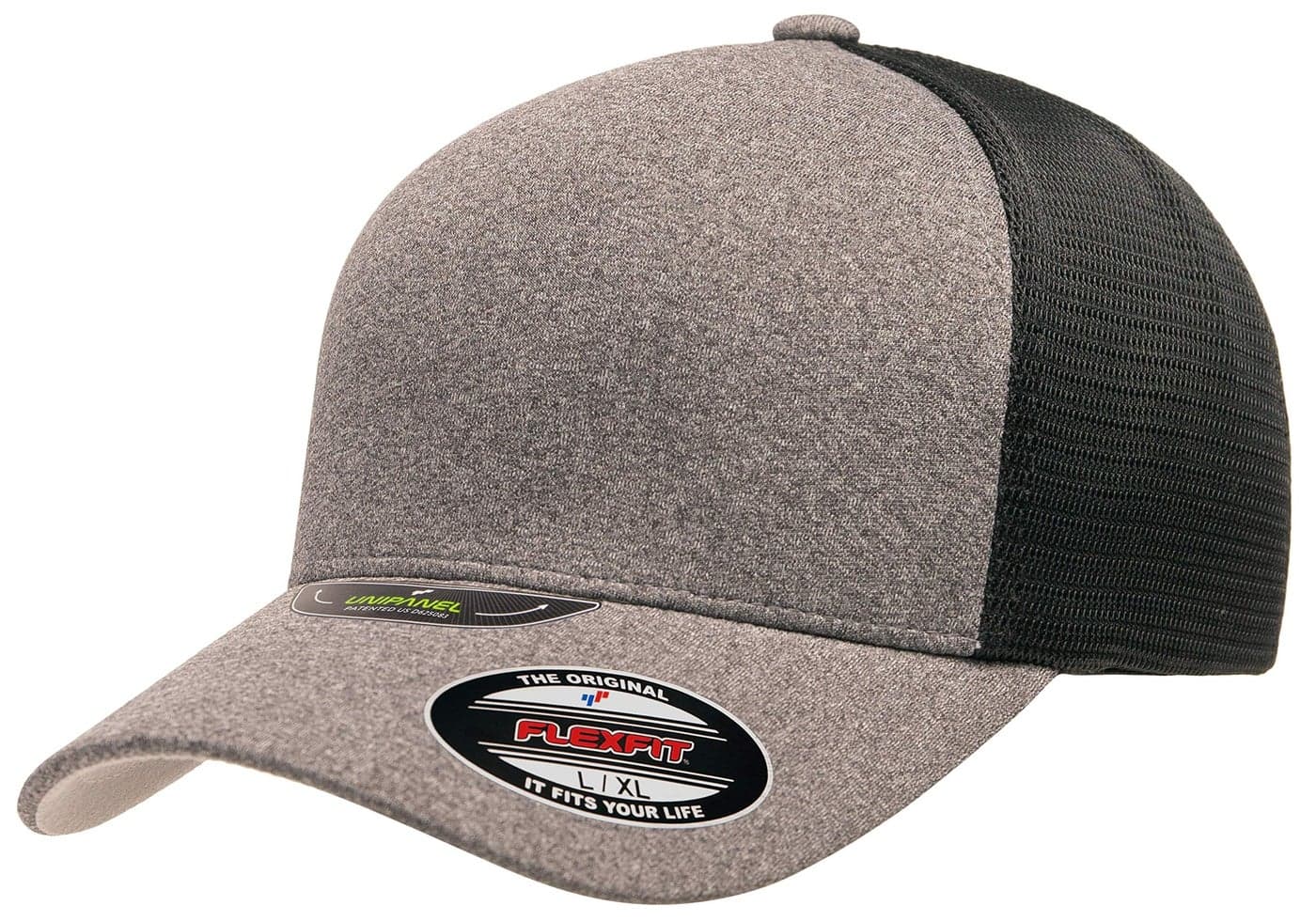 Flexfit Melange UniPanel Trucker Cap, Heather/Black, Small/Medium