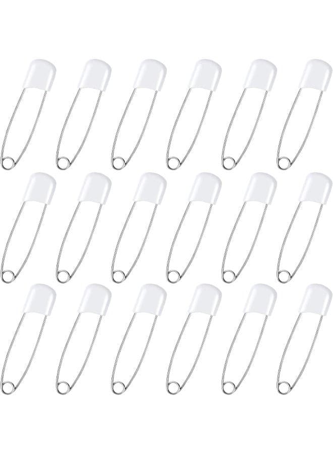 100 Pcs Diaper Pins, 2.2in Diaper Pins for Cloth Diapers Heavy Duty, Stainless Steel Baby Safety Pins, Plastic Head Baby Pins with Safe Locking Closures (White)