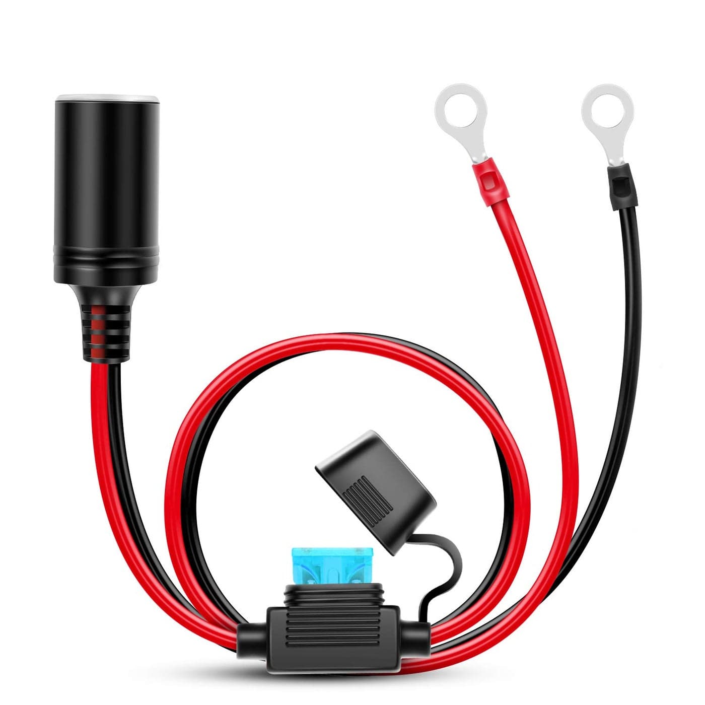Nilight Female Cigarette Lighter Outlet 3Ft Eyelet Terminal Plug and Blade Fuse Holder 12V 16AWG Heavy Duty Cable Accessory DC Power 12 24Volt Socket for Car Tire Inflator Air Pum