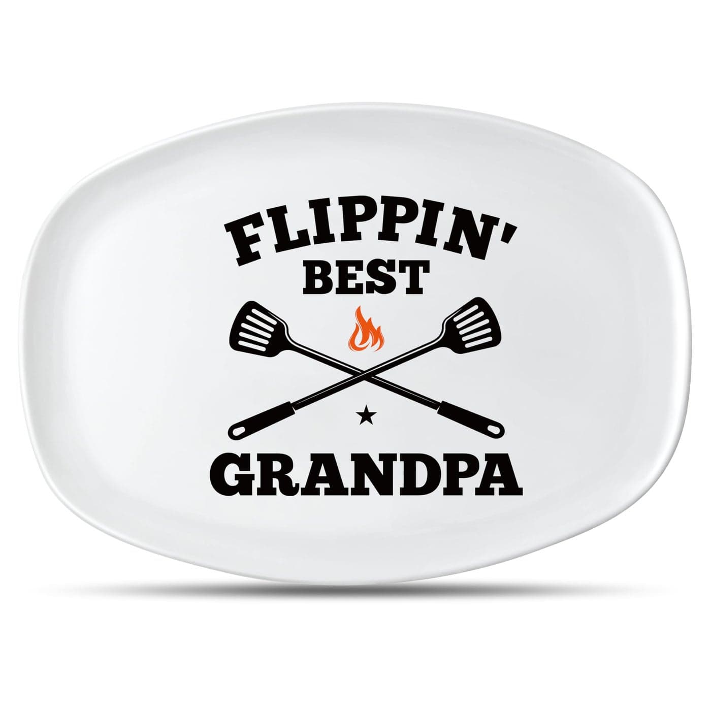 R HORSE Grandpa Grill Platter Gift Daddy BBQ Serving Tray White Oval Dishes Plate Grandpa Dad Men Christmas New Year Birthday Gift for Salads Desserts Charcuterie Indoor Outdoor Cooking