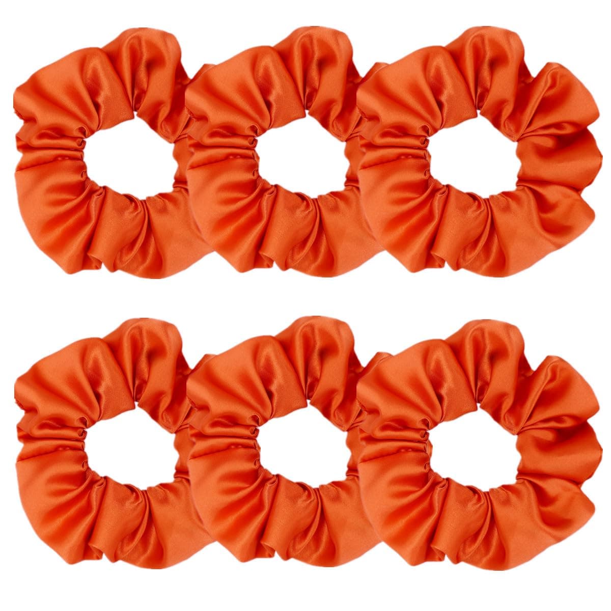 6 Pcs Satin Silk Scrunchies and Hair Accessories Soft Satin Hair Ties Fashion Hair Bands Hair Bows Ropes Elastic Ponytail Holders for Women and Girls 43 inch Orange