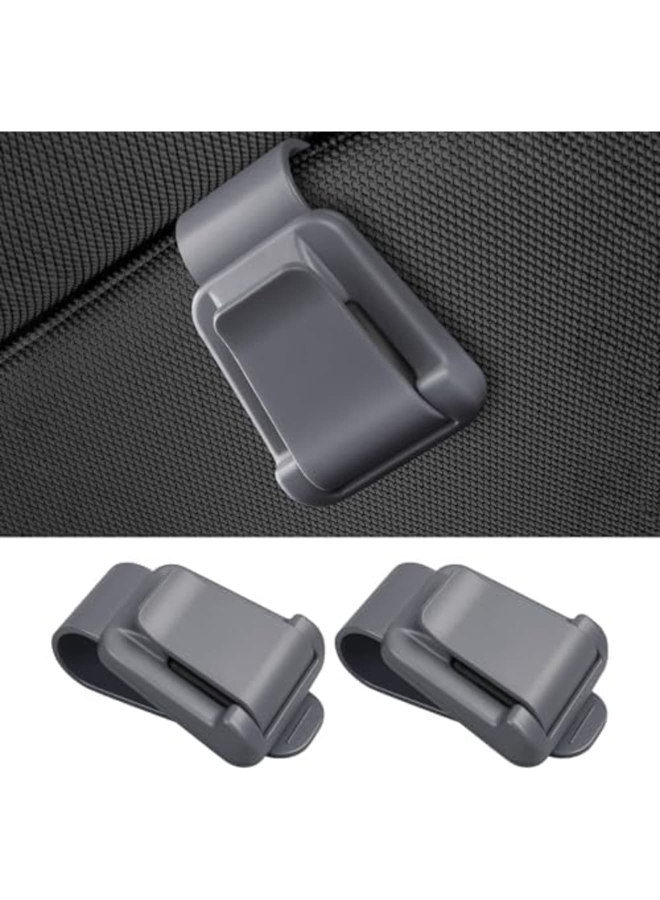 Car Sunglass Holder Clip-On Back Design with Lock Clasp, Non-Slip Visor Clip, Glasses Ticket Card Organizer Mount Hanger Clip Accessories, Universal Car Interior Accessories (2PCS,Gray)