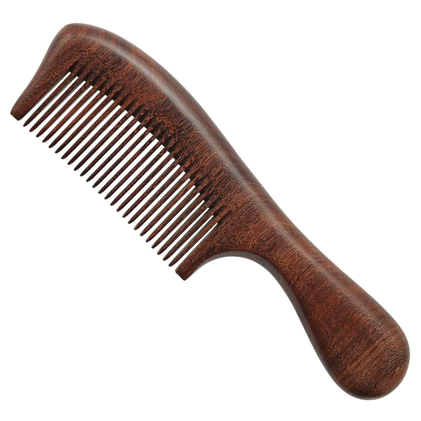 Handmade Sandalwood Hair Comb Black Gold Sandalwood Wood Comb Natural Fine Tooth Wood Comb Fine Toothed Wooden Comb for Curly Hair Vintage Wooden Comb with Handle