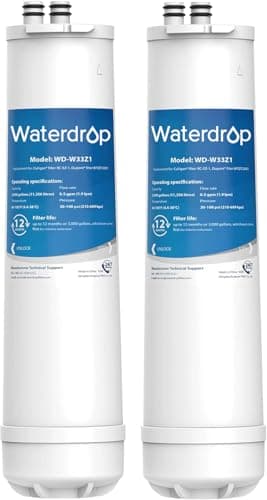 Waterdrop RC EZ 1 Water Filter, Replacement for DuPont® Carbon 3000QT Filter, Culligan® RC-EZ-1, DuPont® WFQTC30001, WFQTC70001, Brita® USF-201, USF-202, 3K Gallons, 2 Pack