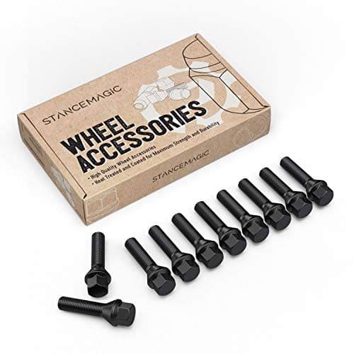 10pcs Extended Lug Bolts 12x15 39mm Shank Not OEM Length Cone Seat Compatible with BMW 128i 135i 318i 320i 325i 328i 335i M3 525i 528i 530i 535i M5 Z3 Z4 E36 E46 E60 E90 E92 E93 Black