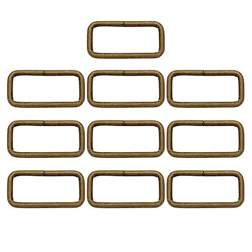 BIKICOCO Metal Rectangle Ring Buckles Square Strap Webbing Belt Rings for Bag Purse Non Welded 2 x 34 Inch Bronze Pack of 10