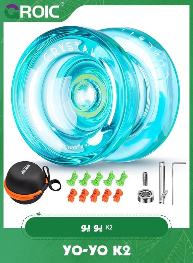 K2 Crystal Yoyo Responsive Yoyo for Kids, Yoyo Professional Fingerspin Trick, Dual Purpose Yo yo with 10 Yo yo Strings,Yoyo for Finger Spin Tricks Intermediate Play
