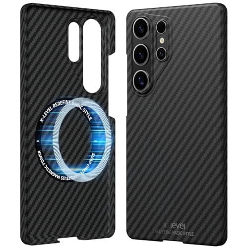 X-level for Samsung Galaxy S25 Ultra Case,Compatible with MagSafe,Slim Flexible Carbon Fiber Texture Cover,Shockproof Protective Magnetic Phone Case for Samsung S25 Ultra,Black