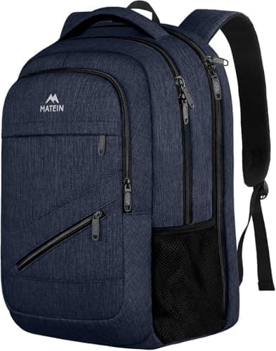 MATEIN 17 Inch Laptop Backpack Large Work Backpack Travel Carry On TSA Approved with Trolley Sleeve College Computer Bag with Anti Theft Pocket Water Resistant Commute Daypack for Men Dark Blue
