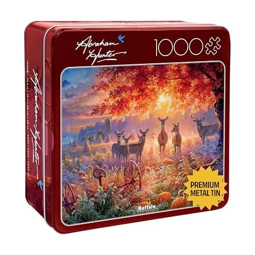 Buffalo Games Trick Or Treat Abraham Hunter 1000 Piece Halloween Jigsaw Puzzle Festive Collectors Tin Holiday Puzzles for Adults PrecisionCut Pieces Fall Artwork Autumn Fun