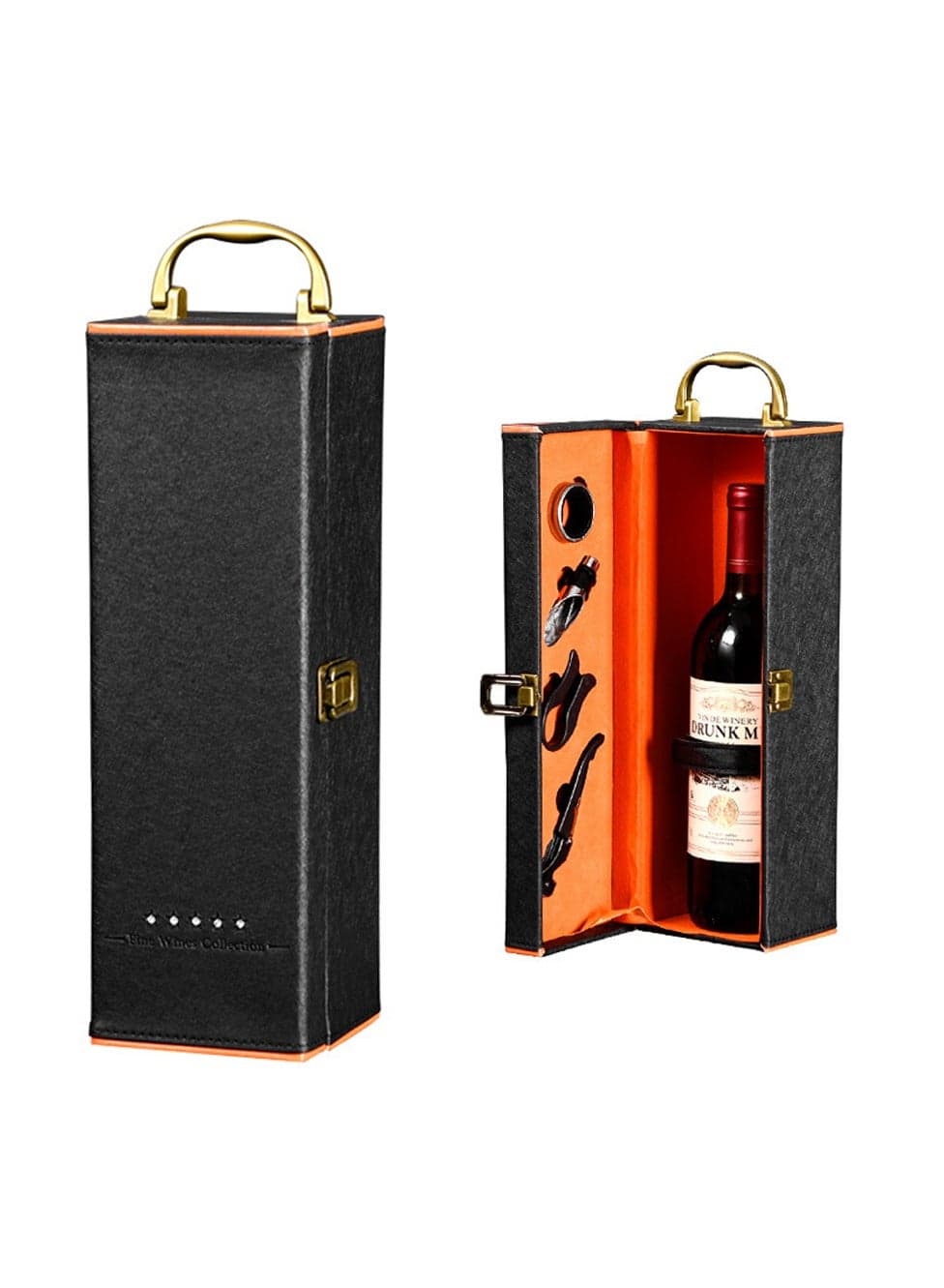 Wine Leather Box Bottle Holder Storage Tote Carrier with Wine Accessories Gifts for Women Adults Wine Lovers (Rhinestone)