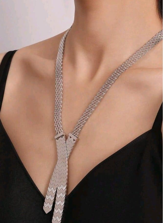 Trendy Stainless Steel Silver Plated Necklace For Women