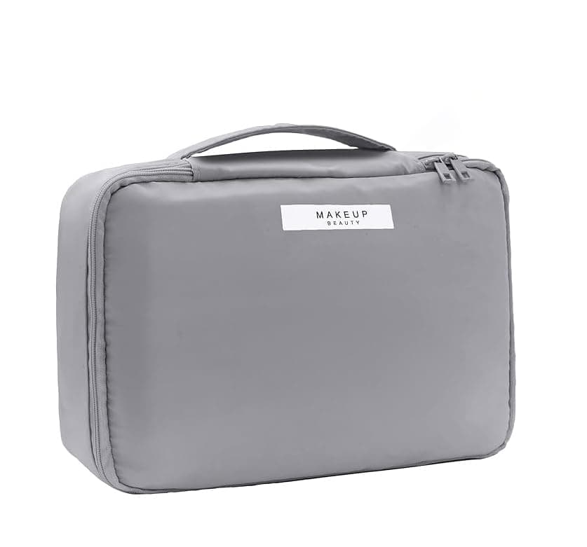 WEMOL Small Travel Fashion Cosmetic Organizer Bag with Detachable Pouch, Super Soft Makeup Organiser Bag for Brushes, Toiletries, Cosmetics Items for Women (Grey)