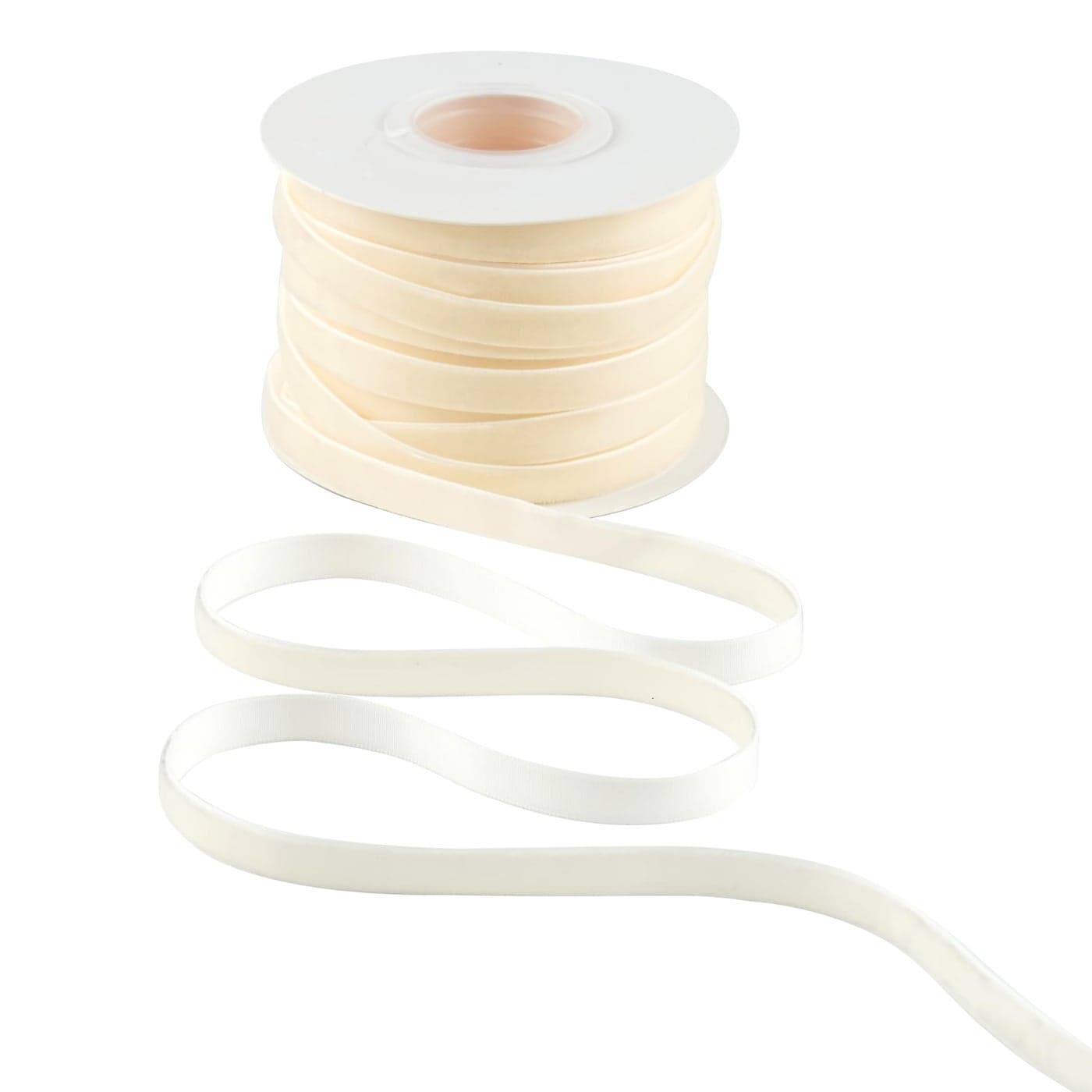 DINDOSAL Ivory Velvet Ribbon 38 Inch Single Face Thin Velvet Ribbon for Gift Wrapping Ivory Ribbon for Christmas Decorations Wedding Ribbon for Hair Bows Choker Cafts Bouquet 25 Yards